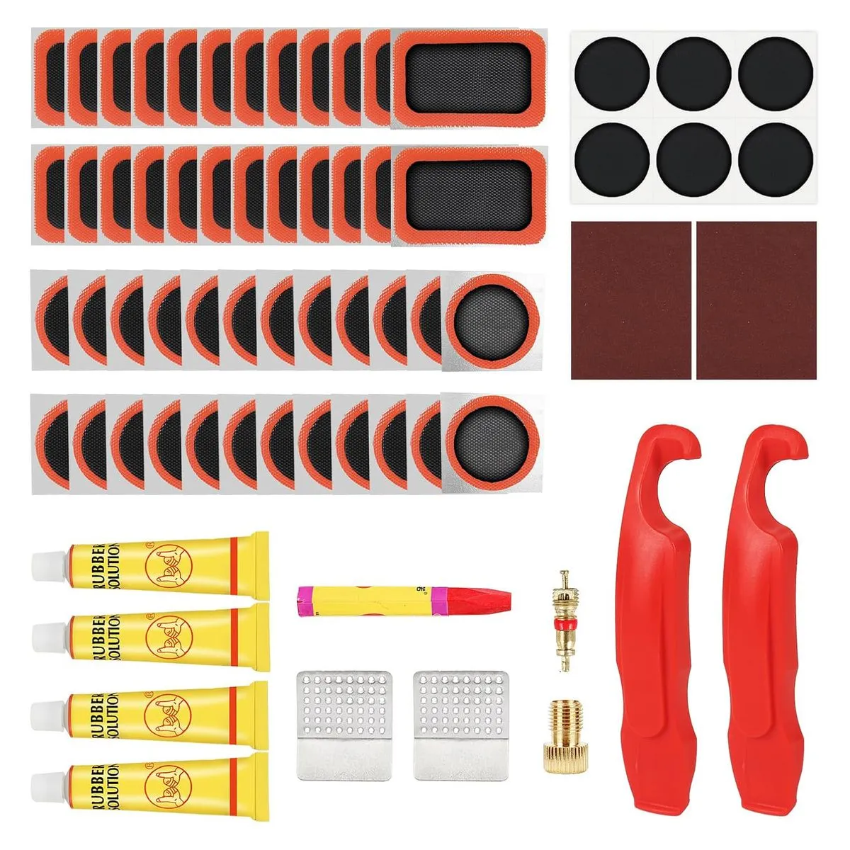 80 Pieces Bike Tire Repair Kit with Self-Adhesive Patches and Tools