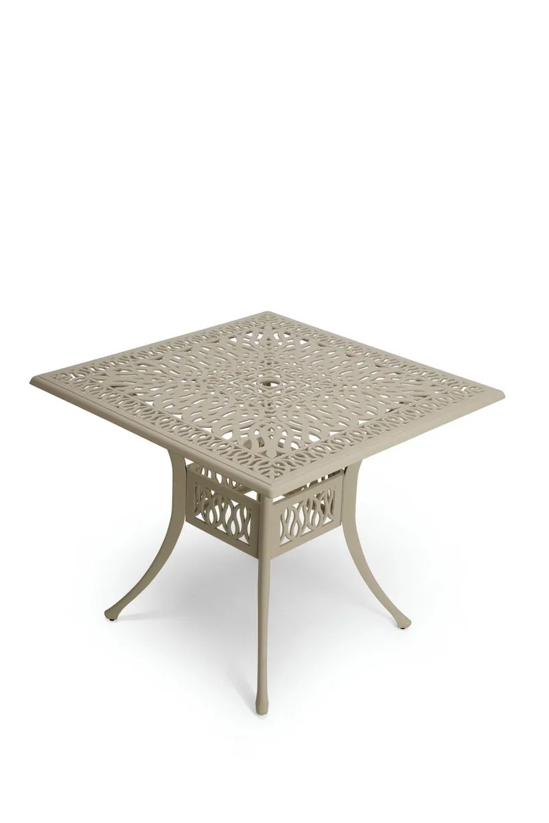 Anray - Elizabeth 90cm x 90cm Square Table - Cast Aluminium Patio Furniture - Beige Sand