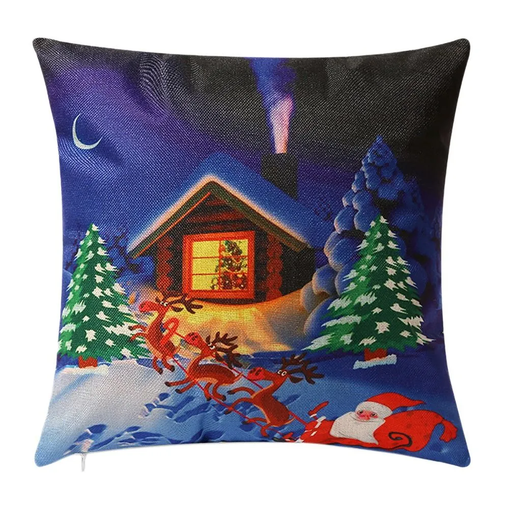 Christmas Pillowcase Home Decor Linen Pillow Cases for Sofa Seat