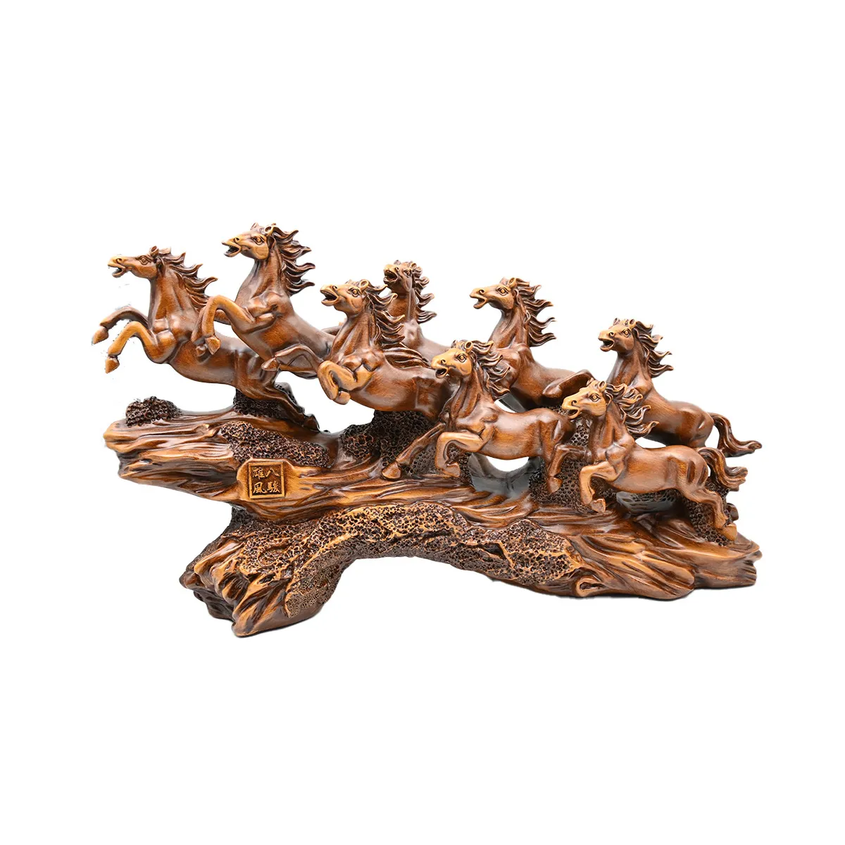 Resin Eight Horses Figurine, Feng Shui "Eight Steeds" Home & Office Decor
