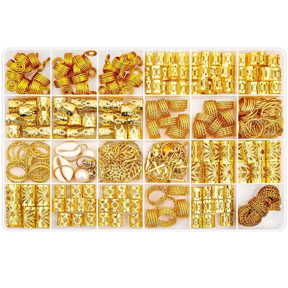 259 Pcs Hair Jewellery Set for Braids & Locks, Dreadlock Accessories - Gold