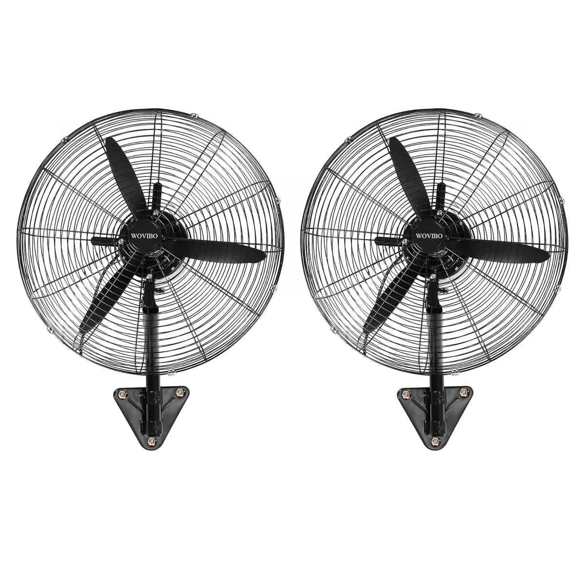 WOVIBO 2 X 75cm Industrial Wall Mount Fan - 3 Speed Heavy Duty Metal Fan