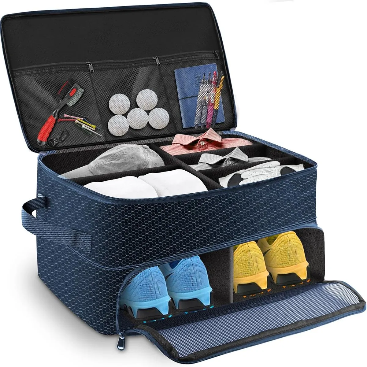 Golf Trunk Organizer, 2 Layer Golf Storage Bag Waterproof Golfer Organizers - Blue