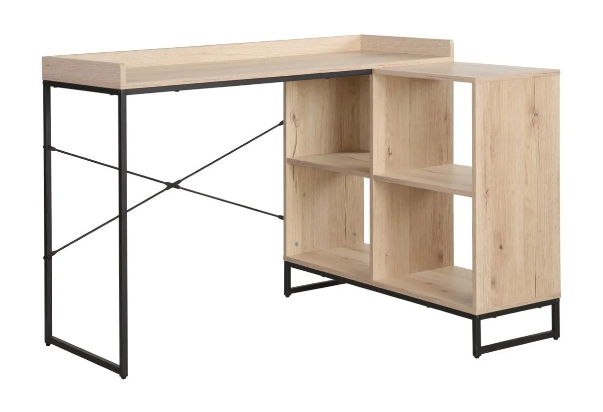 Magma Office Desk with Powder Coated Steel Frame & Four Storage Shelves