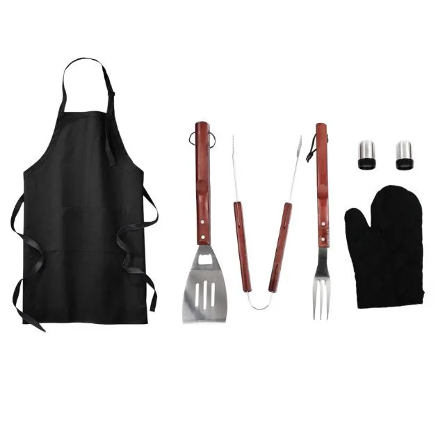 Synergy360 Braai Tool Set - 6pc Steel Kit with Apron & Accessories