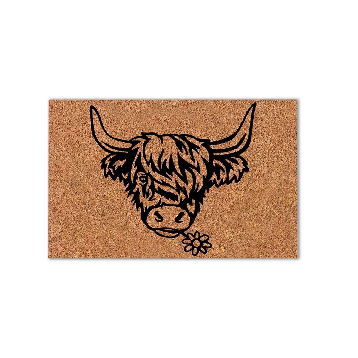 Vibrant Doormat Non-Slip Highland Cow compatible with Indoor Outdoor