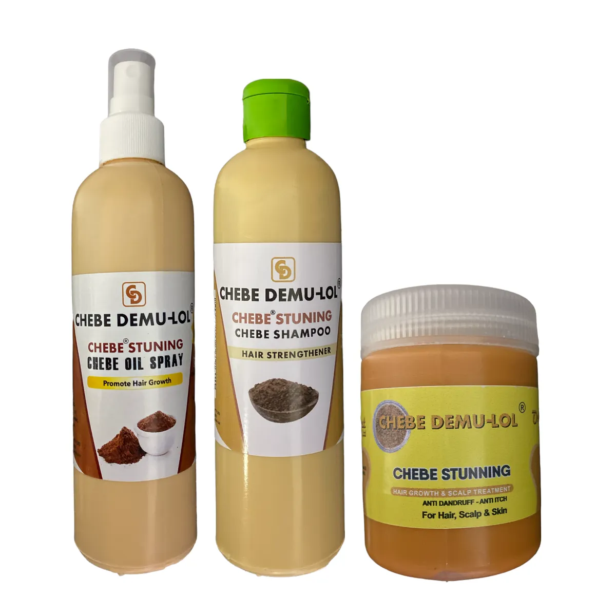 Chebe Growth & Scalp Treatment - Chebe Oil Spray - Chebe Shampoo - 3 Piece