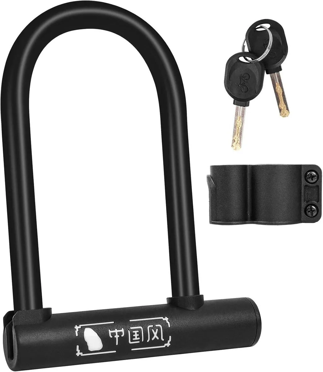 Bike U-Lock 2 Keys, Heavy Duty High Security Anti-Theft Lock, Waterproof