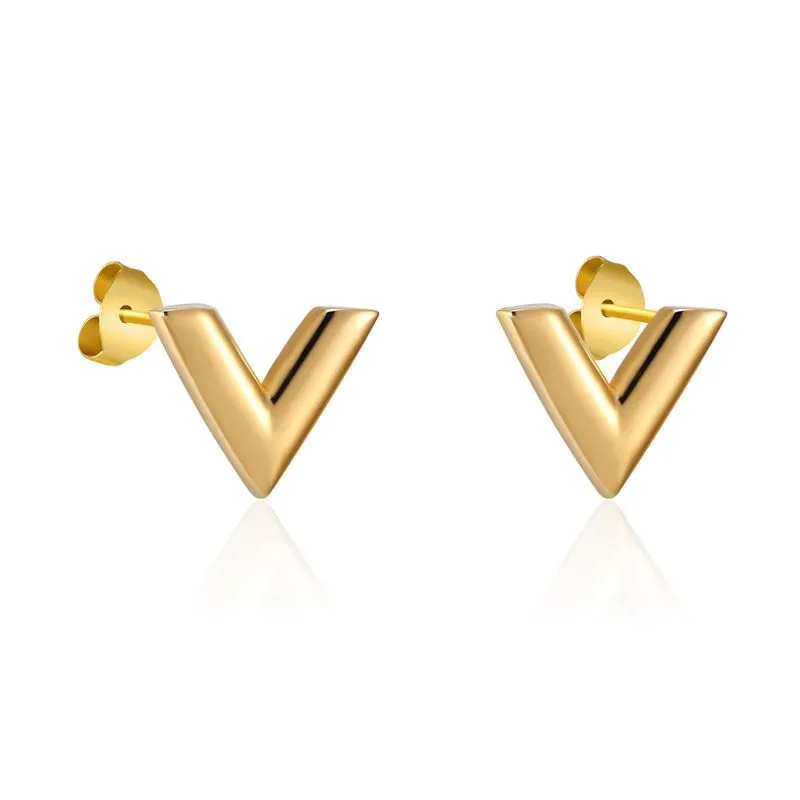 V Shape Earrings for Women Fashion Ear Jewellery - Gold