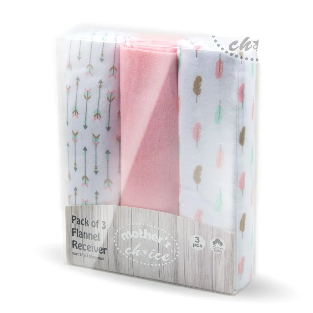 Mothers Choice 100% Cotton 3 Pack Baby Flannel Receiver – Arrow