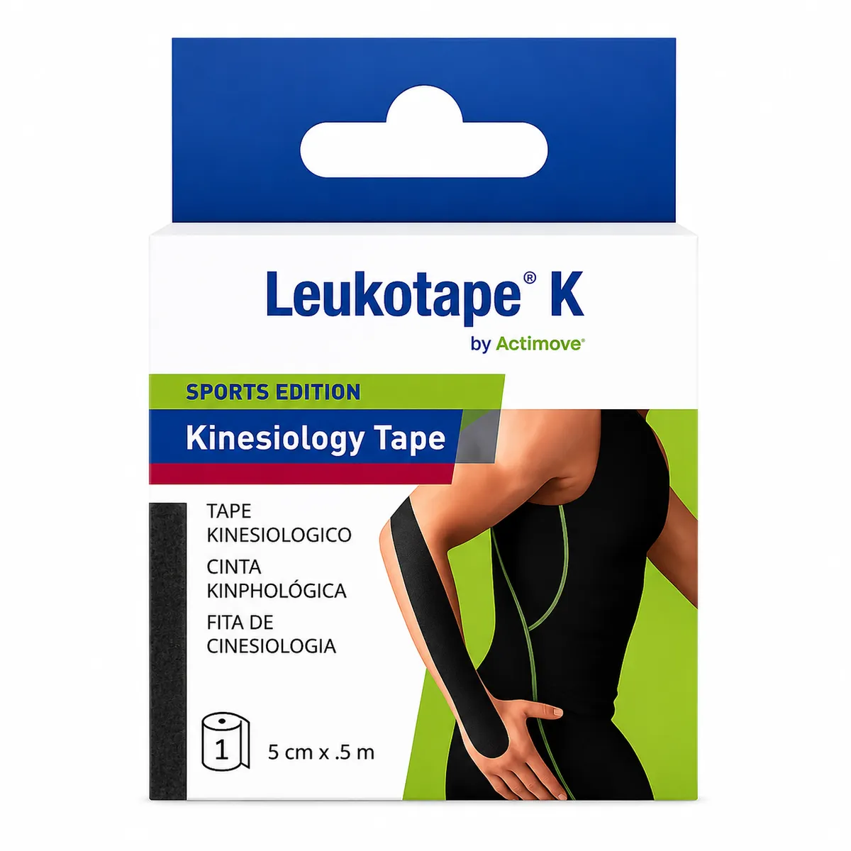 Actimove Leukotape K Kinesiology Tape 1 Role Black 5cm x 5m
