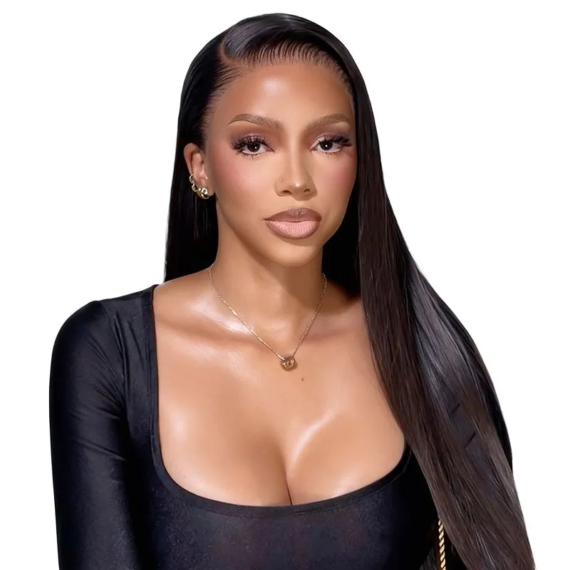 24In Long Straight Wigs Brazilian Hair Full Lace Front Wig Goldenperfect