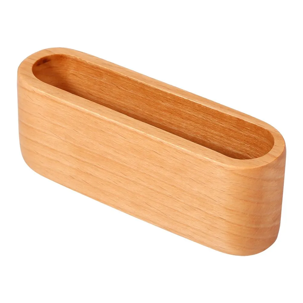 Creative Wooden Business Card Holder Box Organizer 11x3x4cm Beech or Walnut