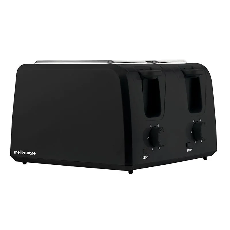 MellerwareToaster 4 Slice Plastic Black 1300W "Eco Max"