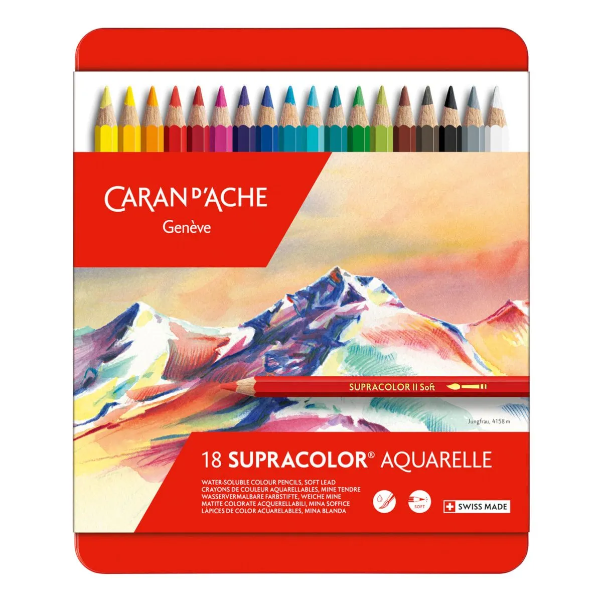 Caran D'Ache Supracolor Soft coloured pencils, 18 pencil set