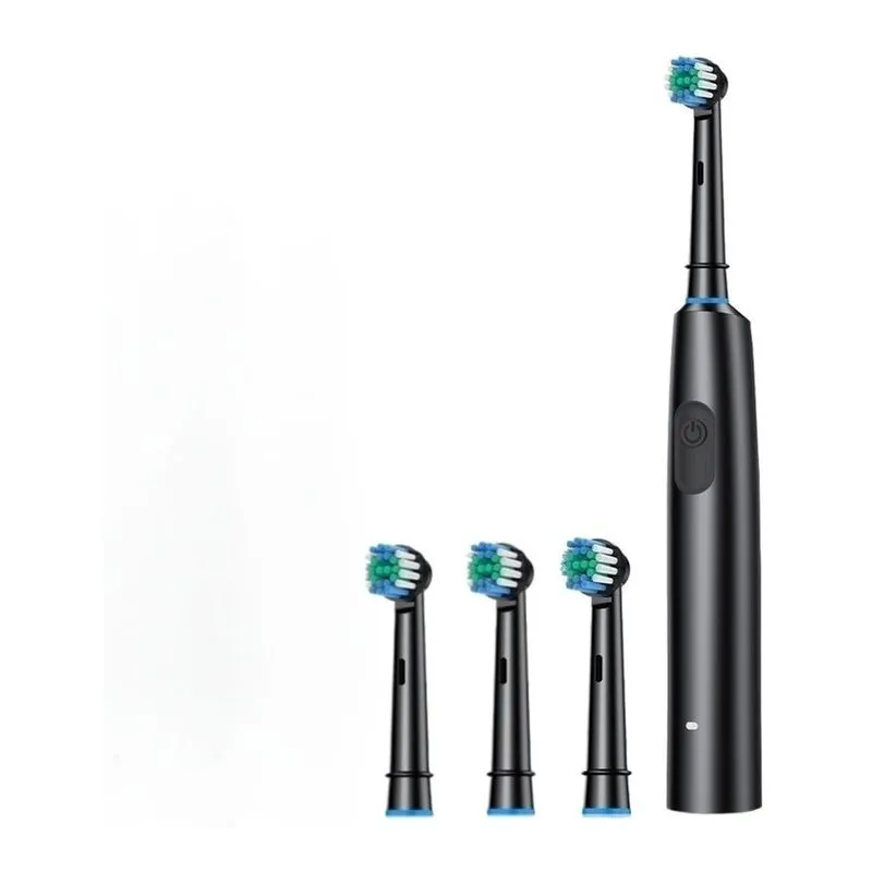 Rechargeable Electric Toothbrush For Adults With 4 Brush Heads - Black