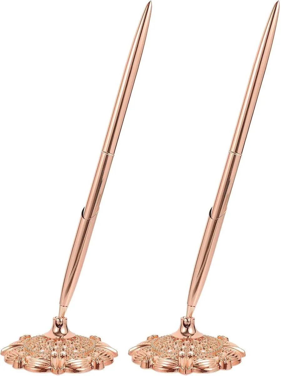 2pcs Rose Gold Ballpoint Pens Decorative Business Signing Pens