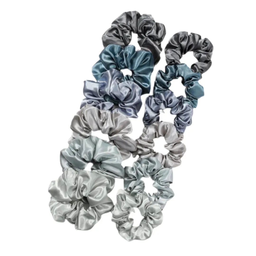 Satin Hair Scrunchies - Blue