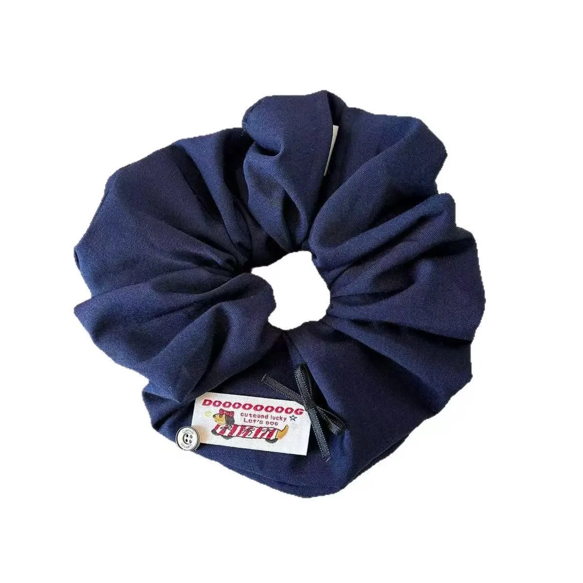 Solid Color Puppy Button Large Intestine Hair Tie Fashion Label New