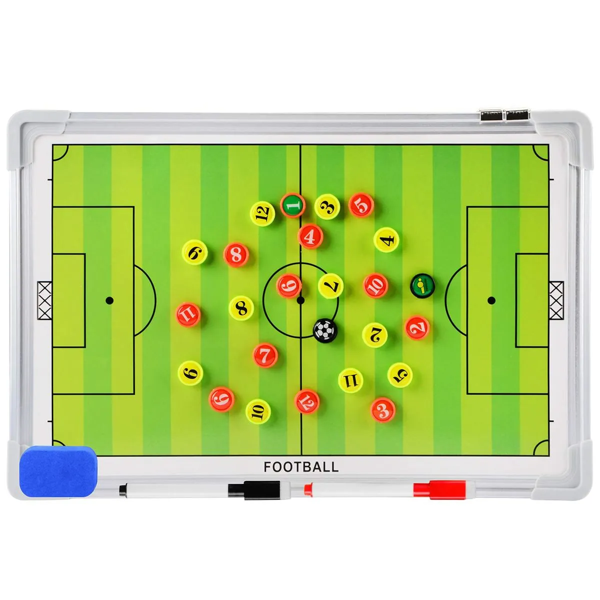 Double Sided Use Magnetic Soccer Coach Board with Magnets Marker and Eraser