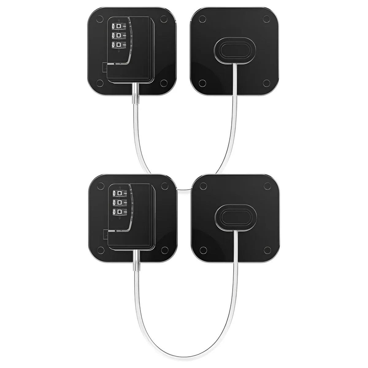 2Piece Coded Safety Lock for Refrigerators Doors Childproof Durable - Black