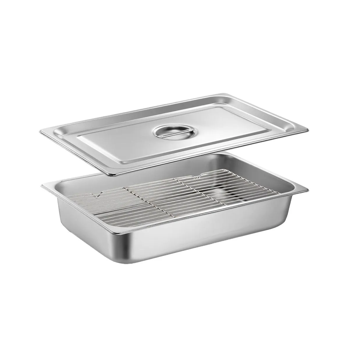 Stainless Steel Steam Roasting Pan Table Pan Set with Rack Lid for Barbecue