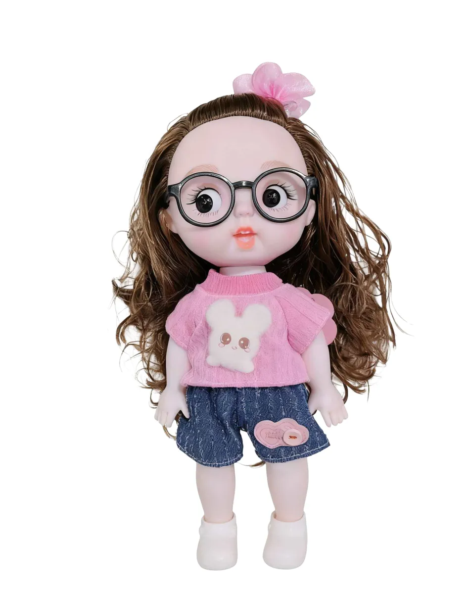 Cute Articulated Fashion Doll with Glasses & Stylish Outfit - BJD Style - Annie