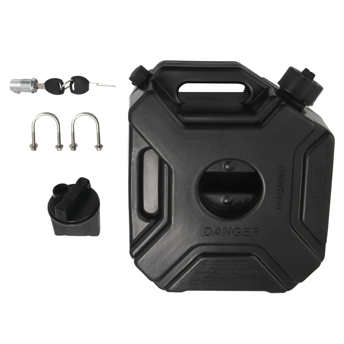 5L Black Fuel Tank Motorcycle Spare Petrol Oil Tank with Lock & Key