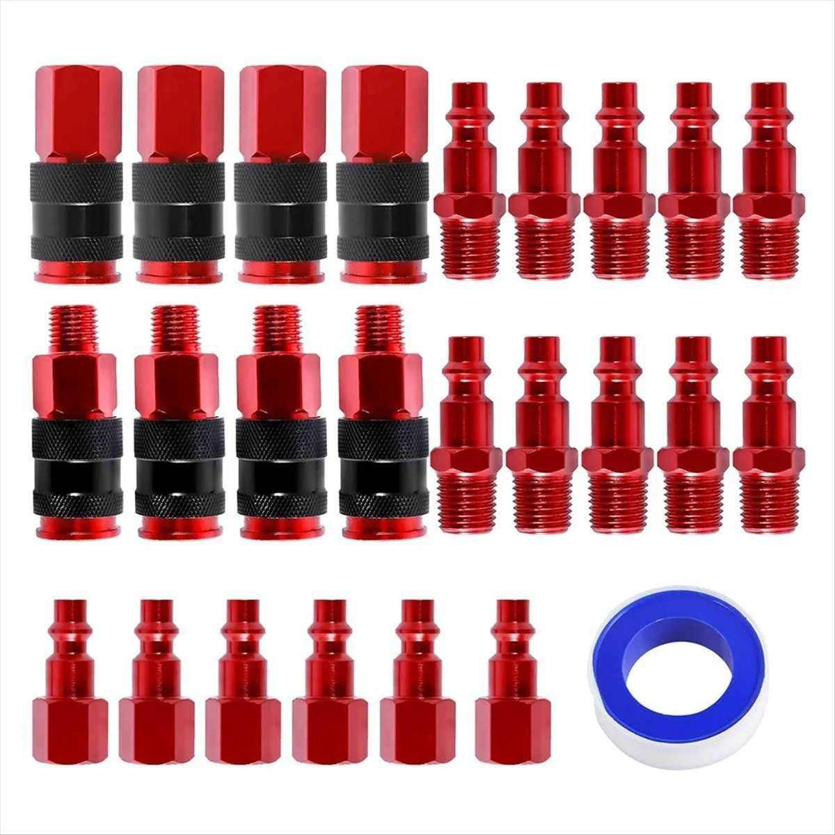 25 Pcs Air Coupler and Air Plug Kit 1/4-Inch Npt Fittings