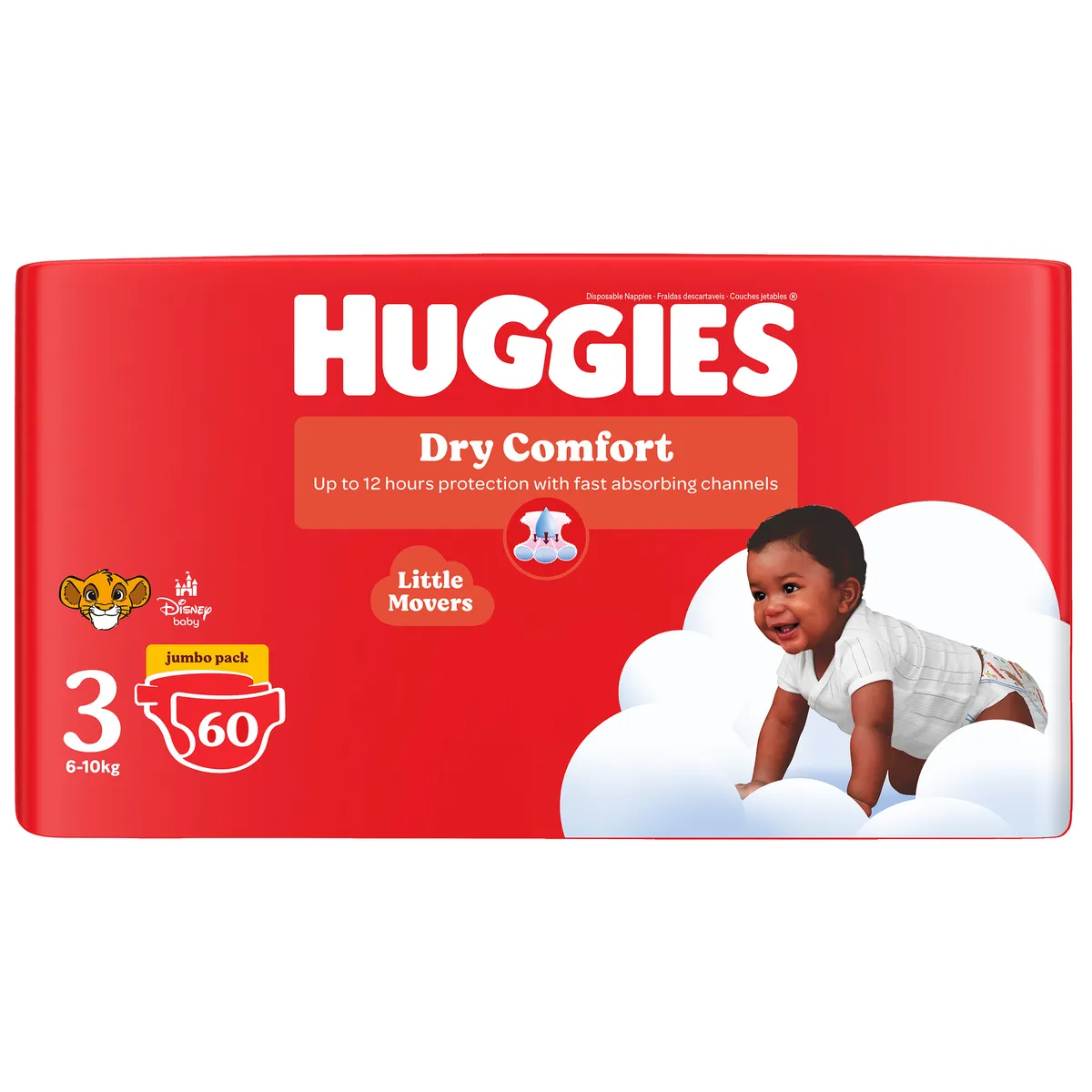 Huggies Dry Comfort Disposable Nappies - Size 3 60 Nappies Jumbo Pack