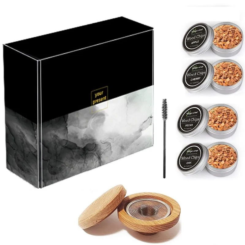 4 Mixed Flavors Smoker Set,Cocktail Smoker Kit with Flavors Wood Chip