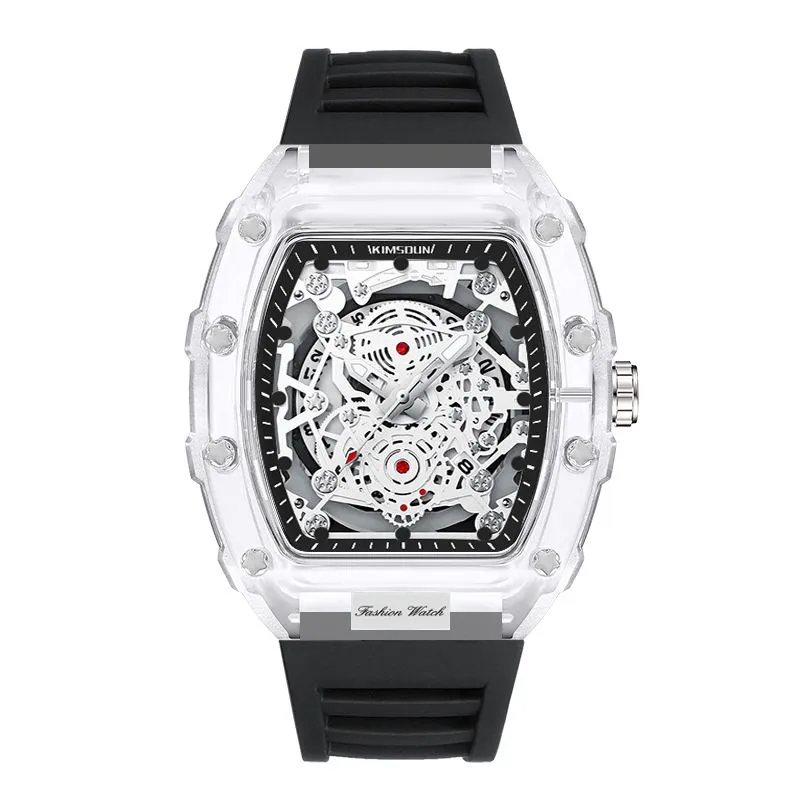 Stylish Unisex Waterproof Casual Skeleton Sport Watches - Black