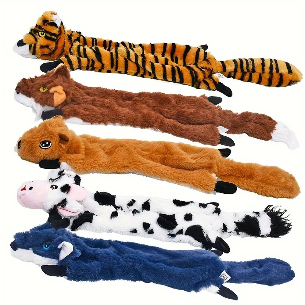5 Pieces No Stuffing Squeaky Dog Toys Soft Plush Pet Chew Interactive Toys