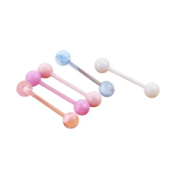 Macaron Color Acrylic Tongue Barbell Set - 5 Piece