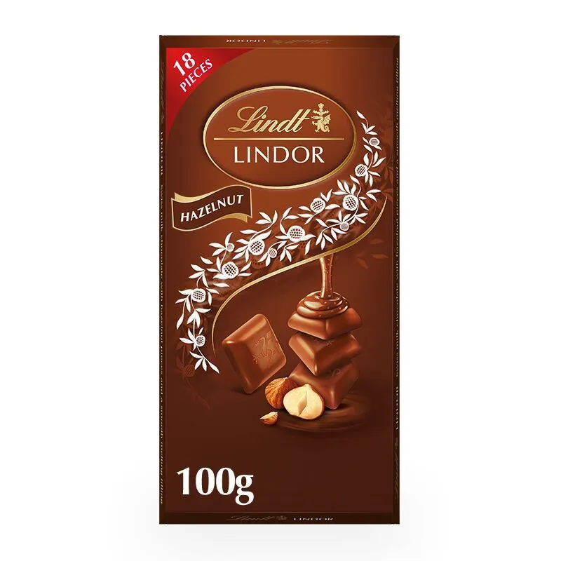 Lindt Lindor Singles Milk Hazelnut Chocolate Slab 100g