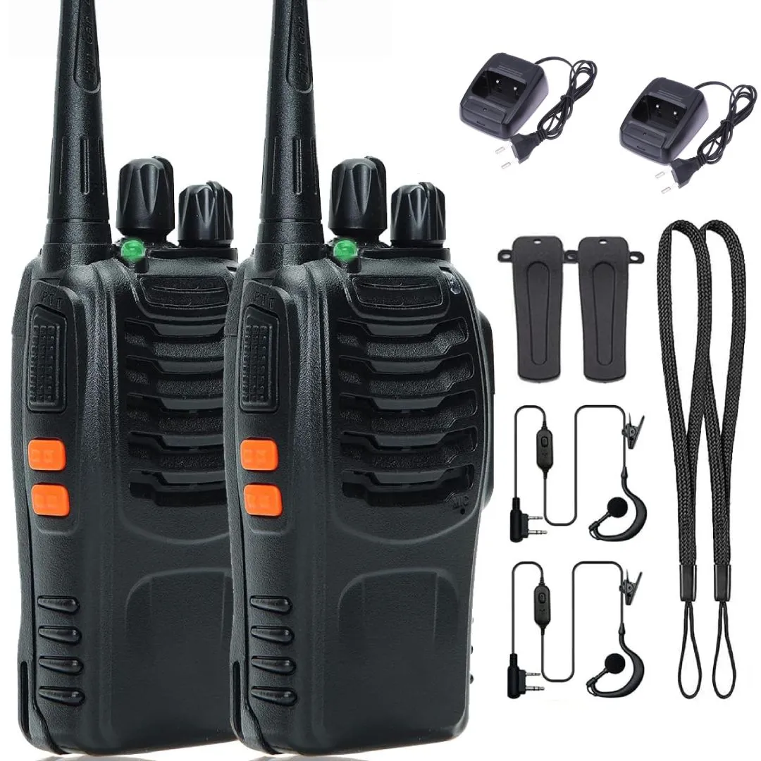 2 Pack Long Range Walkie Talkies 2-Way Radios & 16-Channel & Earpieces