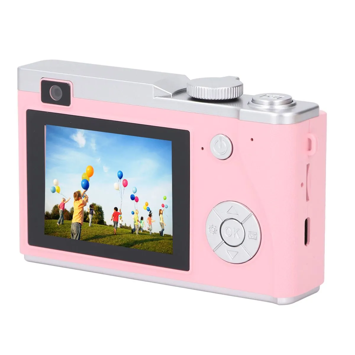48MP Compact Camera, 16X Zoom, 2.4" HD, Dual Lens, Type C, Pink