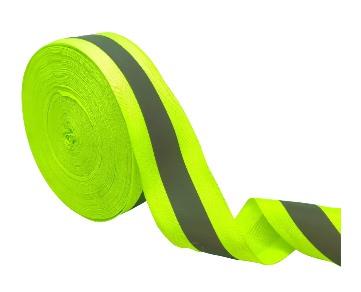 Reflective Webbing Tape Safety Reflective Fabric Stripe 50mm x 20mm x 100m - Green