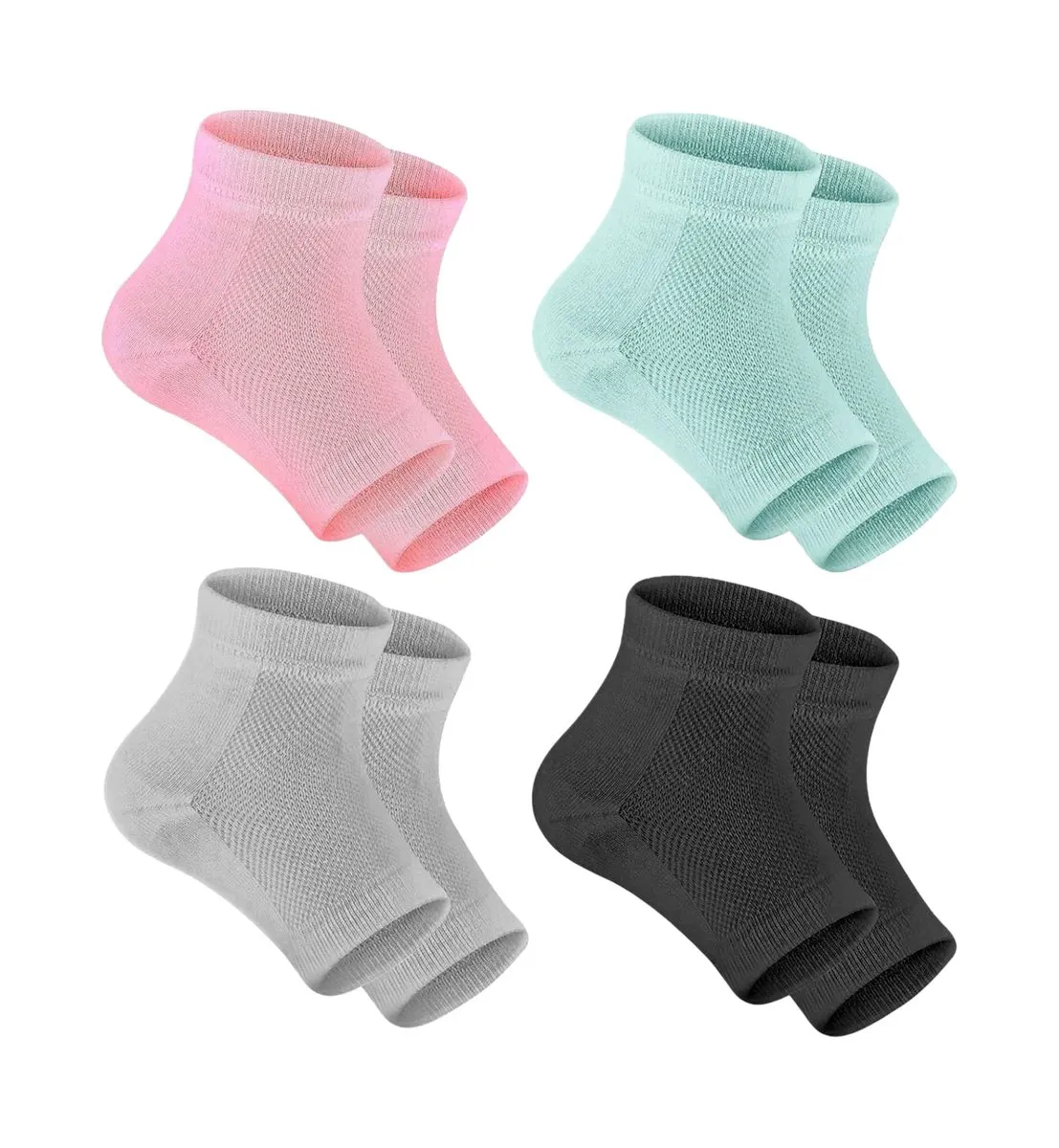 Kingdushi 4 Pairs Moisturizing Heel Socks for Dry & Cracked Heels