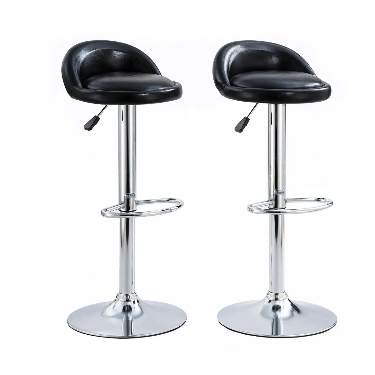 Bar Stools for Kitchen Island, 2 Piece Adjustable Swivel Bar Chairs - Black