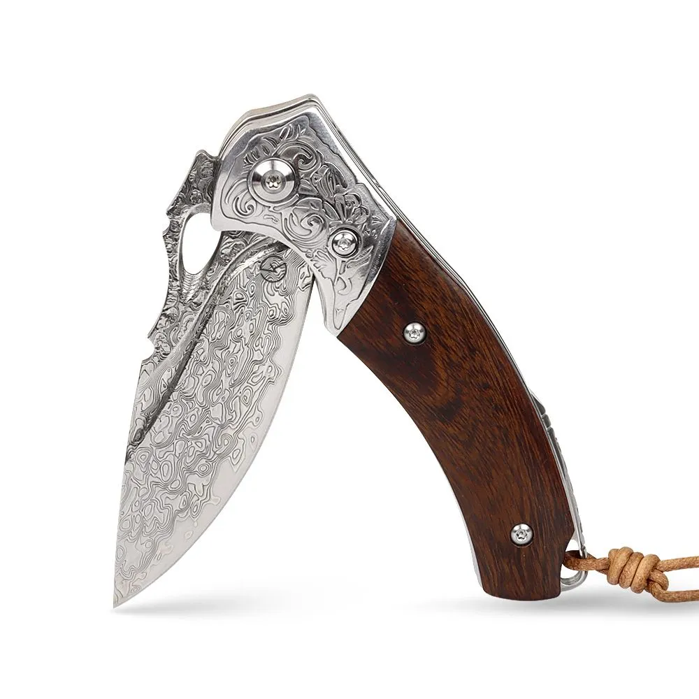 Koch Knives Premium Handmade Damascus Folder - QY2314
