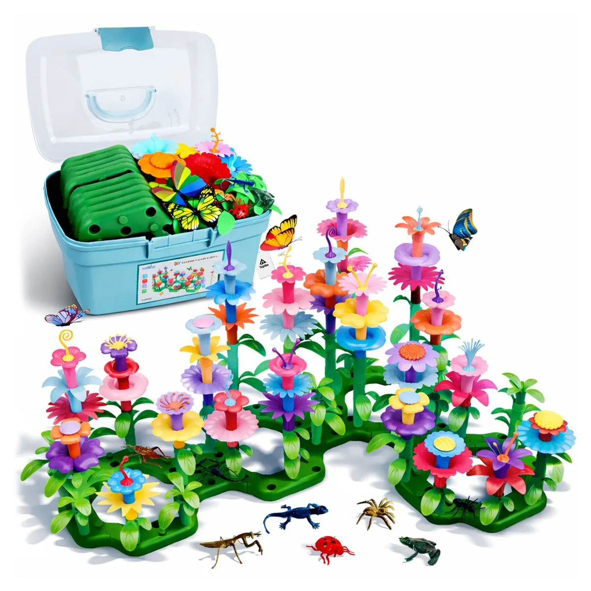 Topika 196PCS Garden Building Blocks with Insect Set STEM Pretend Play Set