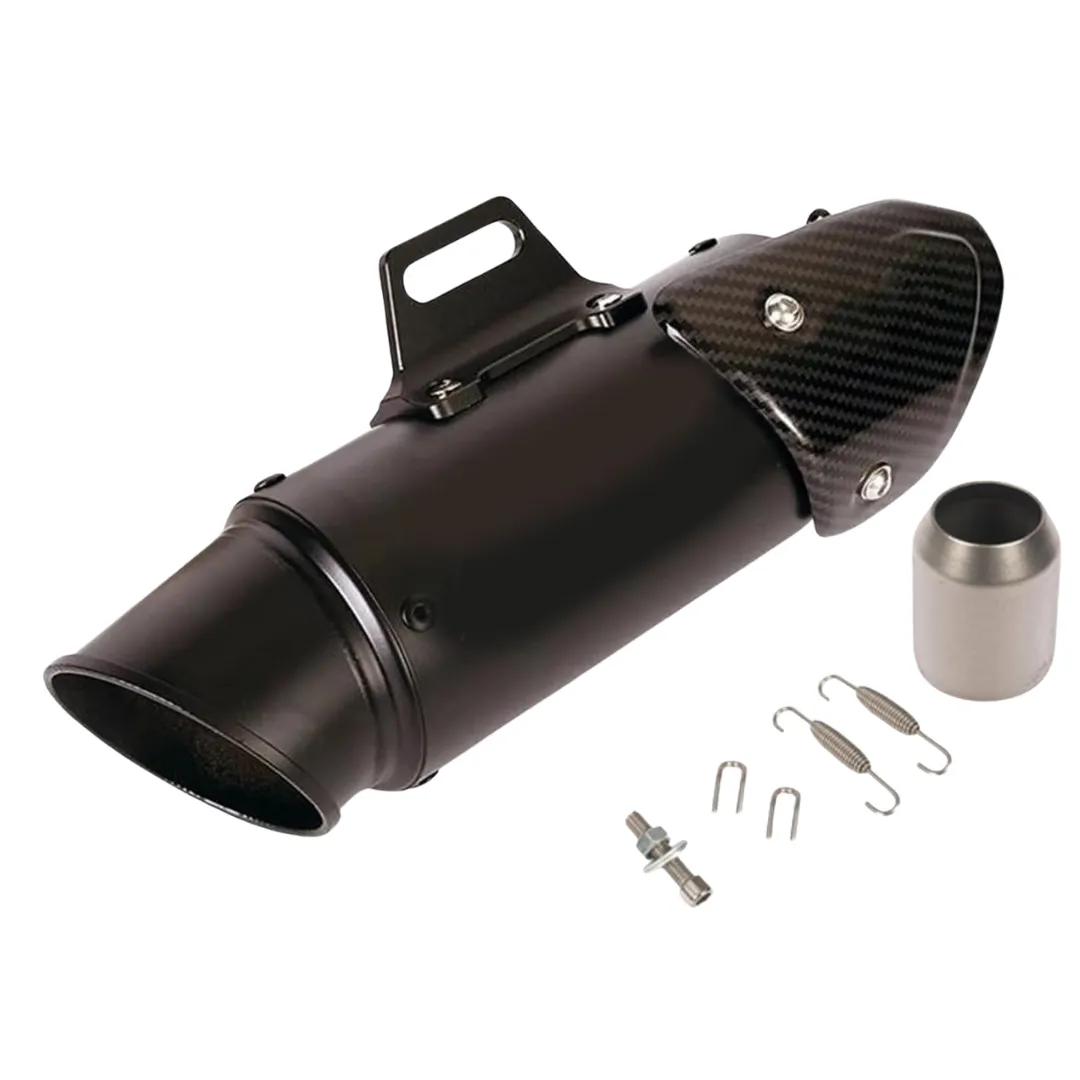 KR Aftermarket Motorcycle Short Exhaust with Cover (51mm) - Black