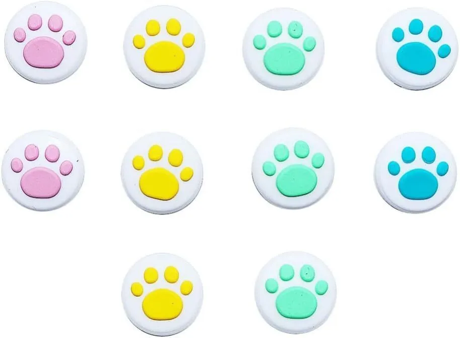 10pcs Pattern Silicone Thumb Grip Caps Joystick Protective Cover