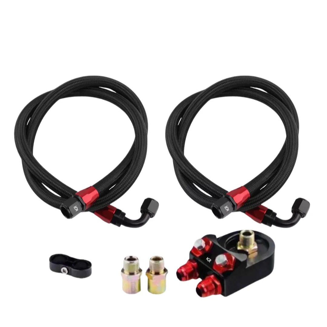 KR Oil Cooler Line/ Hoses & Sandwich Plate Adapter Set (AN10) - Black