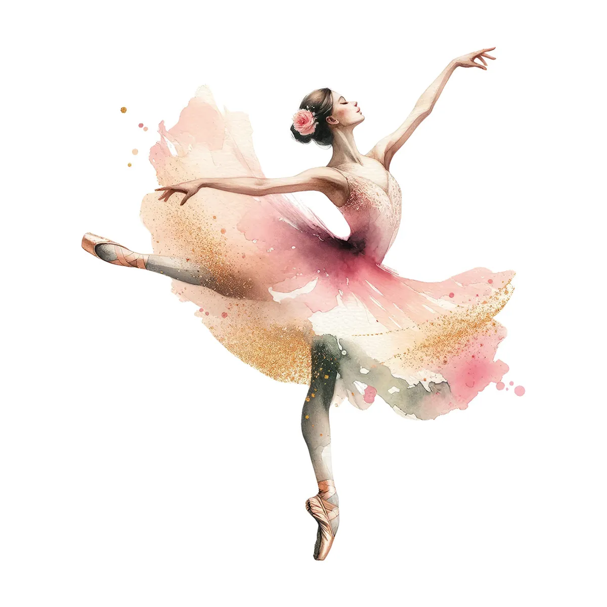 Watercolor Ballerina Wall Decal Set (2 Pieces) Wall Sticker