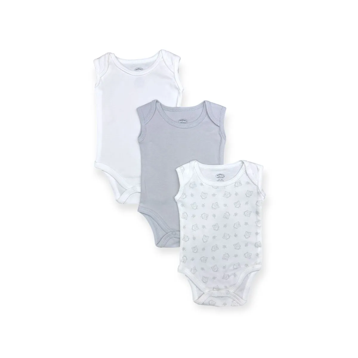 Mothers Choice 3-Pack Sleeveless Baby Basic Bodysuits - House Print