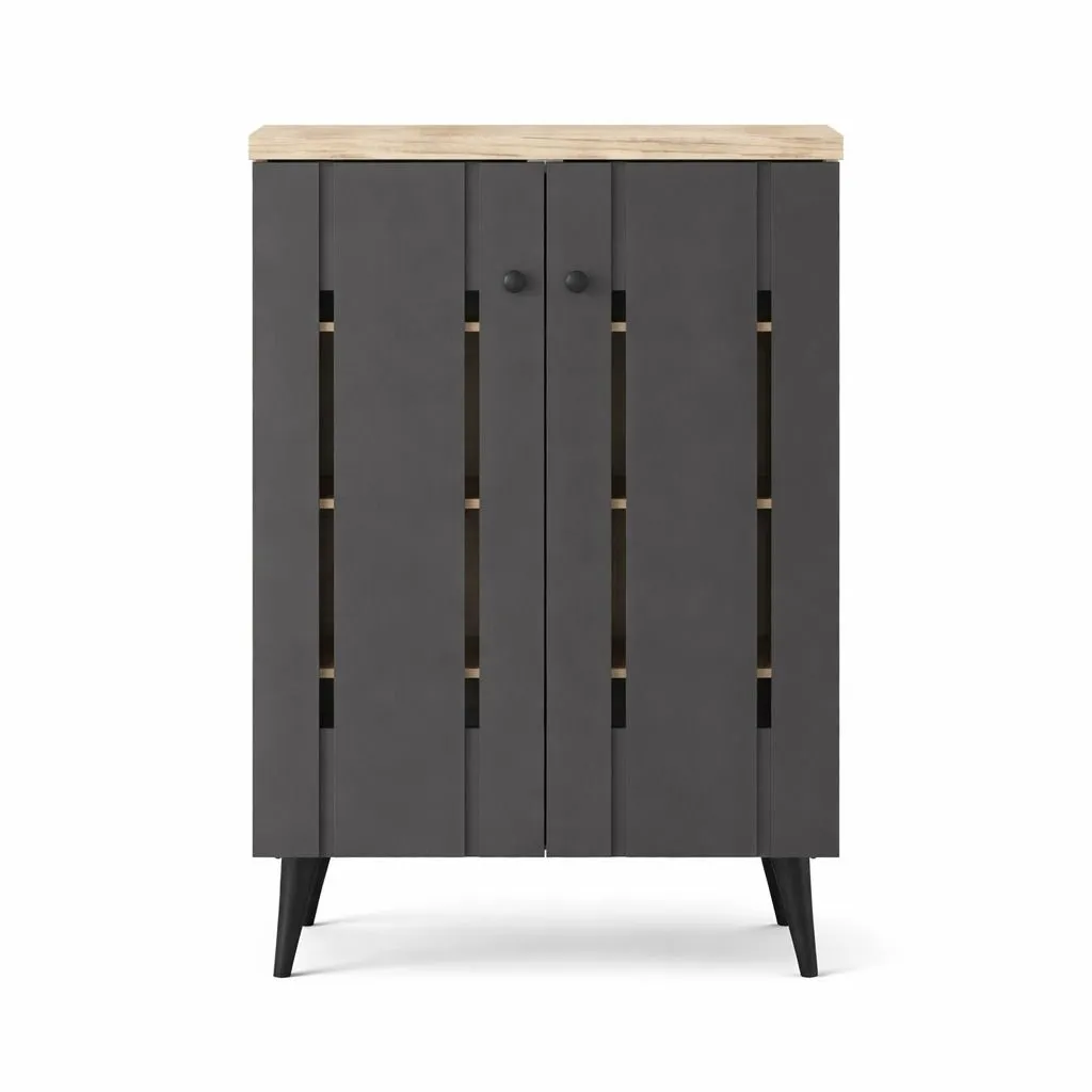 Megafurn Two - Toned Simple Shoe/Multipurpose Storage Rack - Oak + Grey