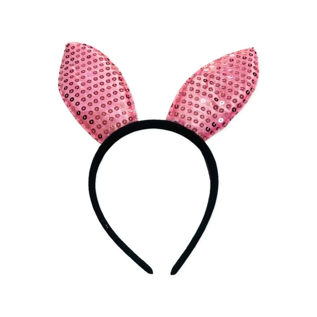 Sparkly Rabbit Ears Headband - Barbie Pink