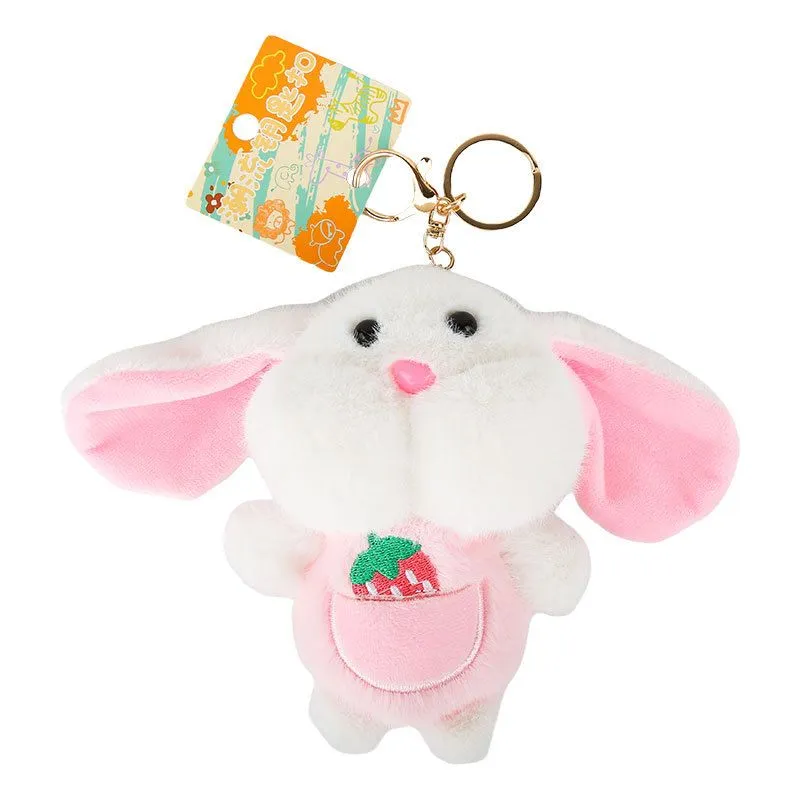 Plush Fruit Bunny Keychain - Pink